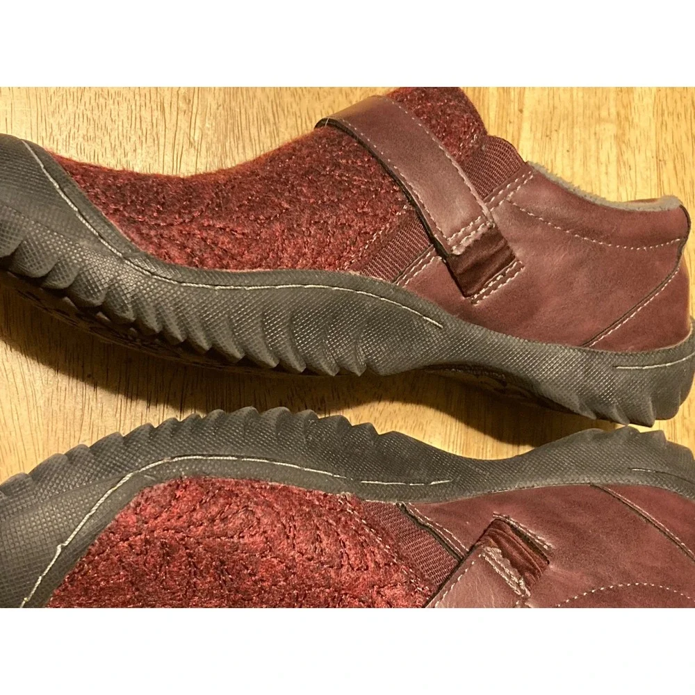 JBU by Jambu Blakely Burgundy Vegan Leather Textile Slip On Shoes Womens 8M